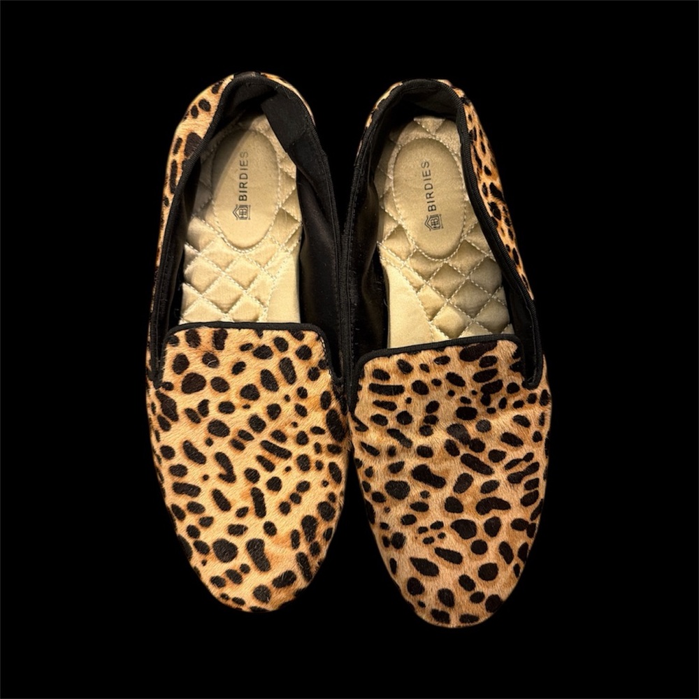 Birdies Tan and Black Leopard Loafers